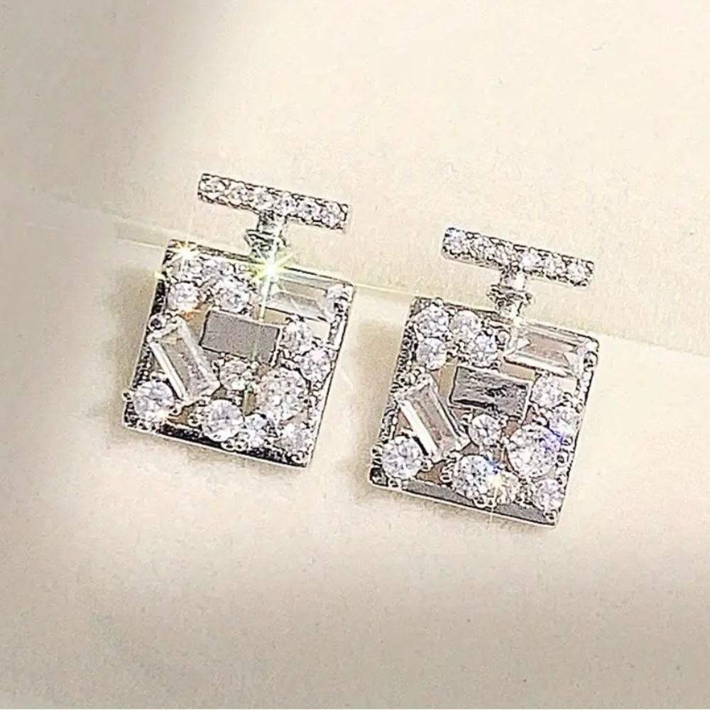 Bottle shaped stud earrings (silver tone)
